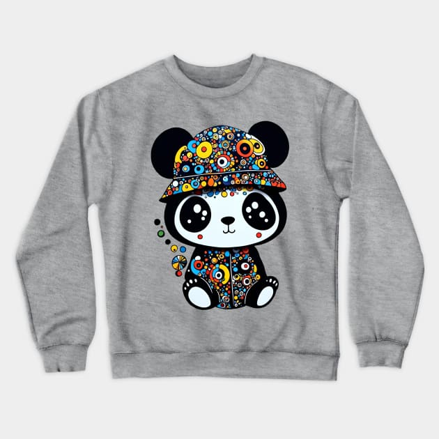 Cute Panda with Dottie Hat Crewneck Sweatshirt by LyndiiLoubie